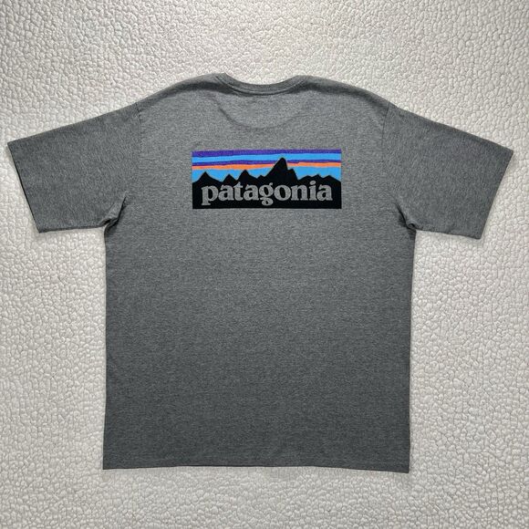 Patagonia Shirt Mens L Gray P-6 Logo Responsibili-Tee Regular Fit Hiking Outdoor - Picture 1 of 6